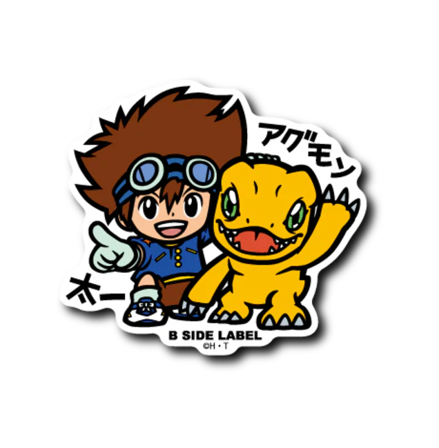 Official Digimon Adventure B-Side Label Japan Sticker - Taichi & Agumon