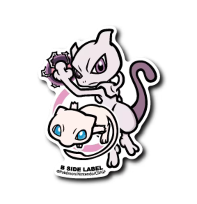 Official Pokemon B-Side Label Japan Sticker - Mewtwo & Mew