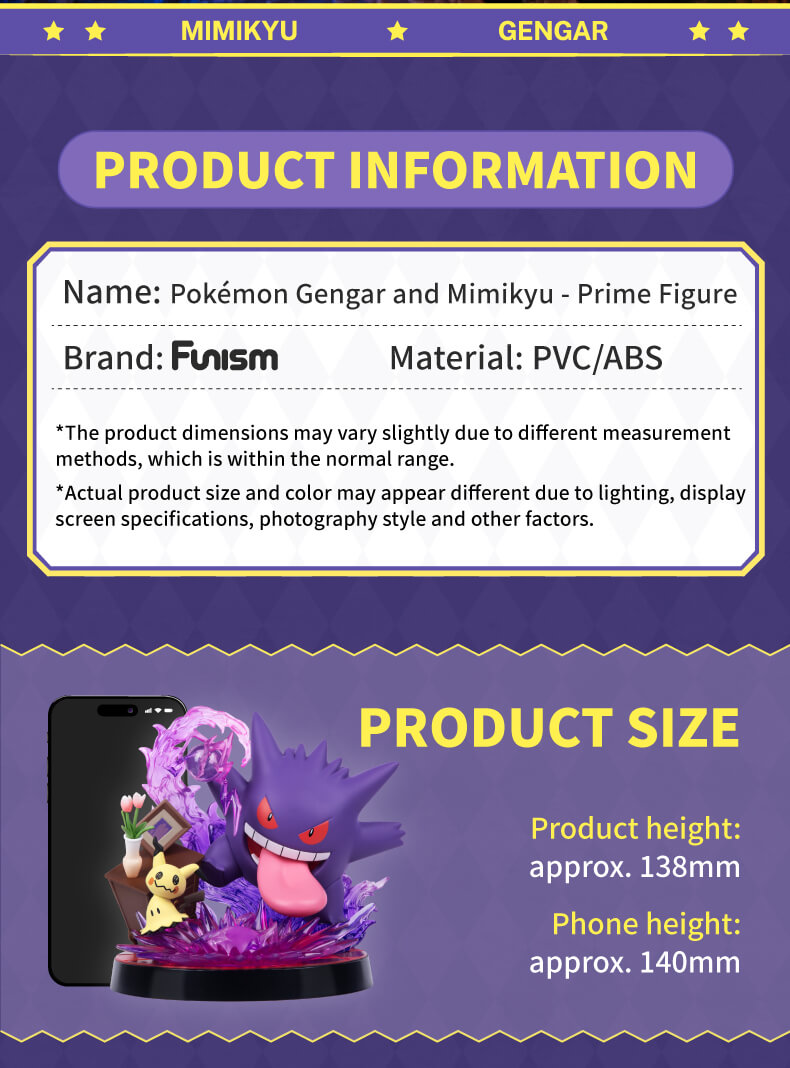 Pokemon Prime Funism Statue Figure - Gengar & Mimikyu