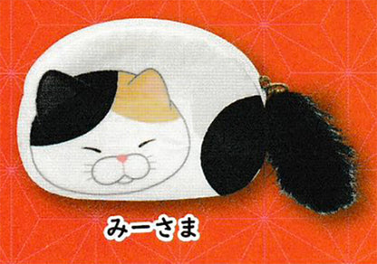 Higemanju Cat Fluffy Tail Zipper Plush Pouch Gacha Gashapon Complete Set
