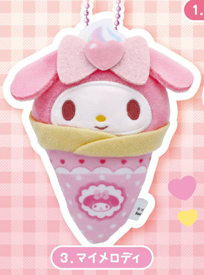 Sanrio Characters Crepe Okurumi Wrapped Mascot Plush Keychain Gacha Gashapon Complete Set