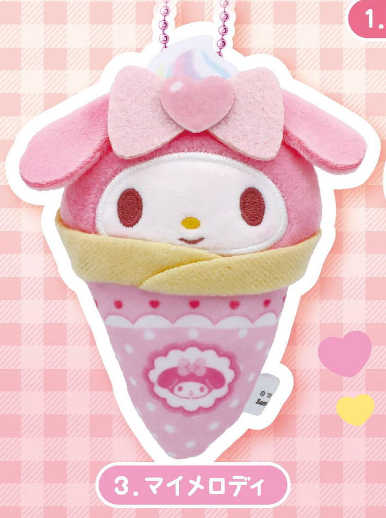 Sanrio Characters Crepe Okurumi Wrapped Mascot Plush Keychain Gacha Gashapon Complete Set