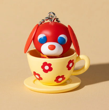 Ocha-Ken Cup In Figure Mascot Tea Dog Keychain Gacha Gashapon Complete Set