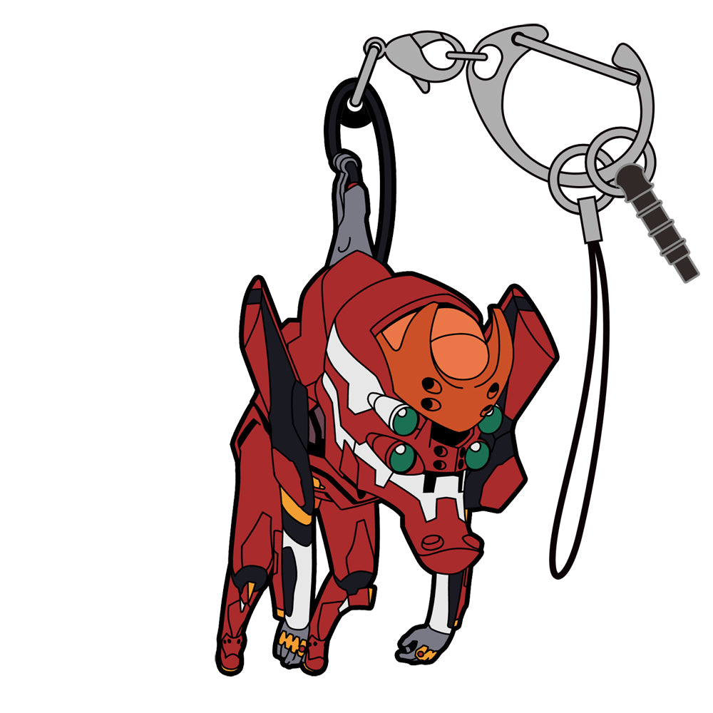 Evangelion - EVA Unit 02 - Tsumamare Pinched Rubber Strap Keychain