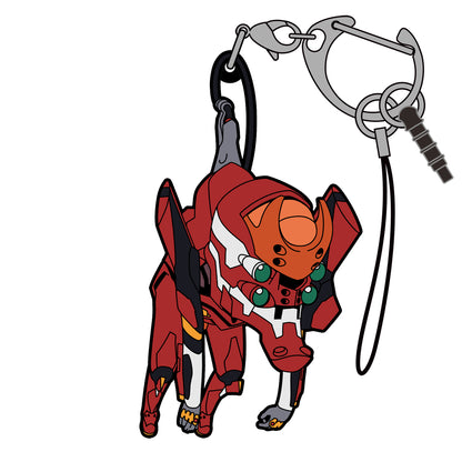 Evangelion - EVA Unit 02 - Tsumamare Pinched Rubber Strap Keychain