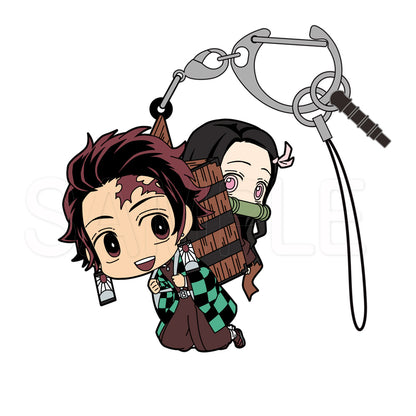 Demon Slayer - Tanjiro & Nezuko - Tsumamare Pinched Rubber Strap Keychain