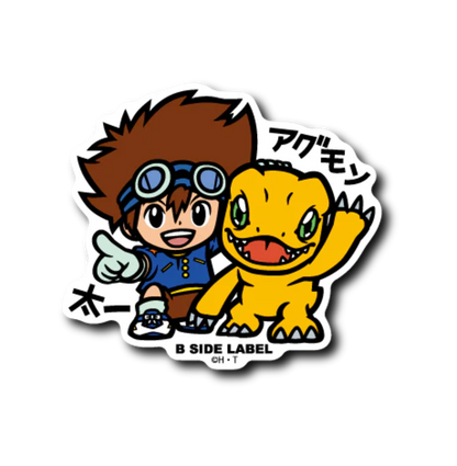 Official Digimon Adventure B-Side Label Japan Sticker - Taichi & Agumon