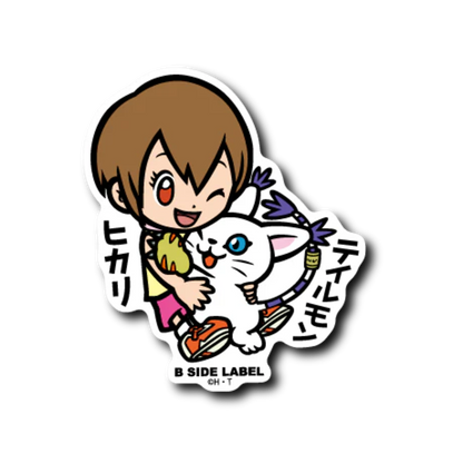 Official Digimon Adventure B-Side Label Japan Sticker - Hikari & Tailmon Gatomon