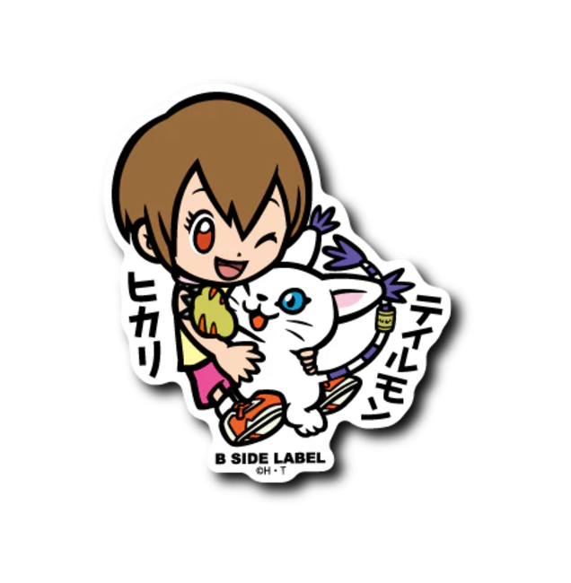 Official Digimon Adventure B-Side Label Japan Sticker - Hikari & Tailmon Gatomon