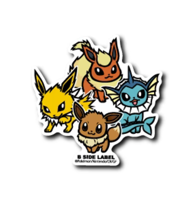 Official Pokemon B-Side Label Japan Sticker - Eevee & Evolutions