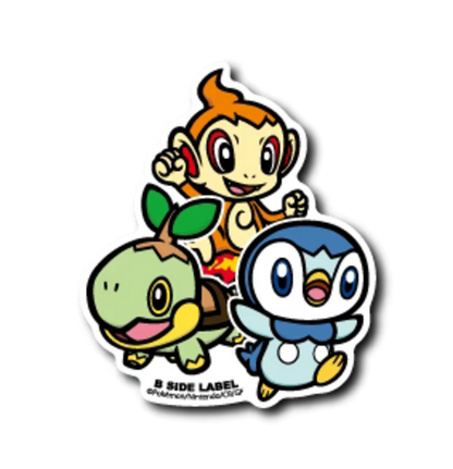 Official Pokemon B-Side Label Japan Sticker - Chimchar & Turtwig & Piplup