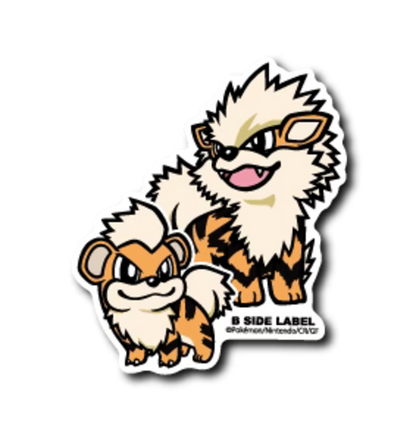 Official Pokemon B-Side Label Japan Sticker - Growlithe & Arcanine