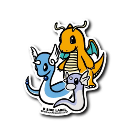 Official Pokemon B-Side Label Japan Sticker - Dratini & Dragonair & Dragonite