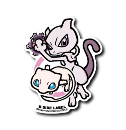 Official Pokemon B-Side Label Japan Sticker - Mewtwo & Mew