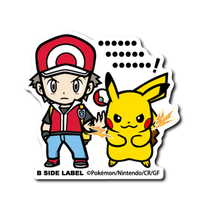Official Pokemon B-Side Label Japan Sticker - Red & Pikachu