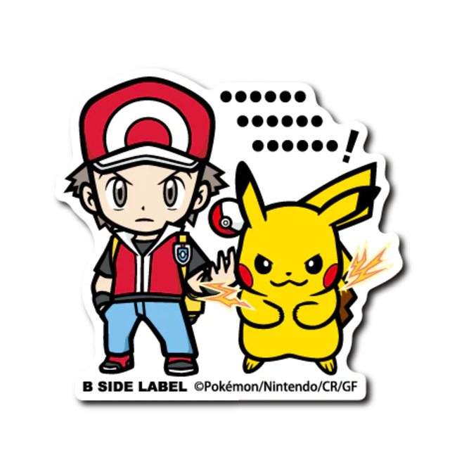 Official Pokemon B-Side Label Japan Sticker - Red & Pikachu